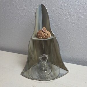 Vintage Stained Glass Corner Display Small Shelf Cream Grey 2 Tier 10.25x5.25in